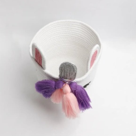 Unicorn face kids basket ears, horn, white, pink, 8x8 - Picture 7 of 9